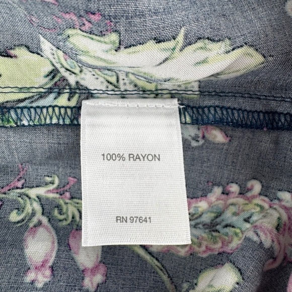 J. Jill Womens Large Navy Pink Floral Rayon Sleeveless Tunic Top Boho Cottagecor - Picture 5 of 8